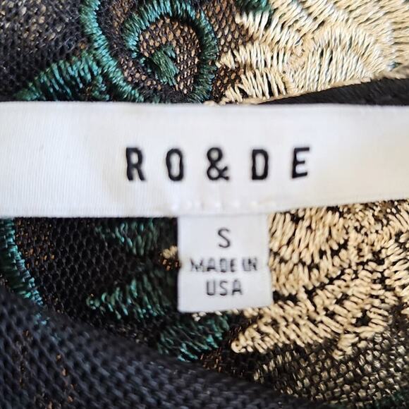 Ro & De Embroidered Sheer Top Black Size S - Picture 4 of 6